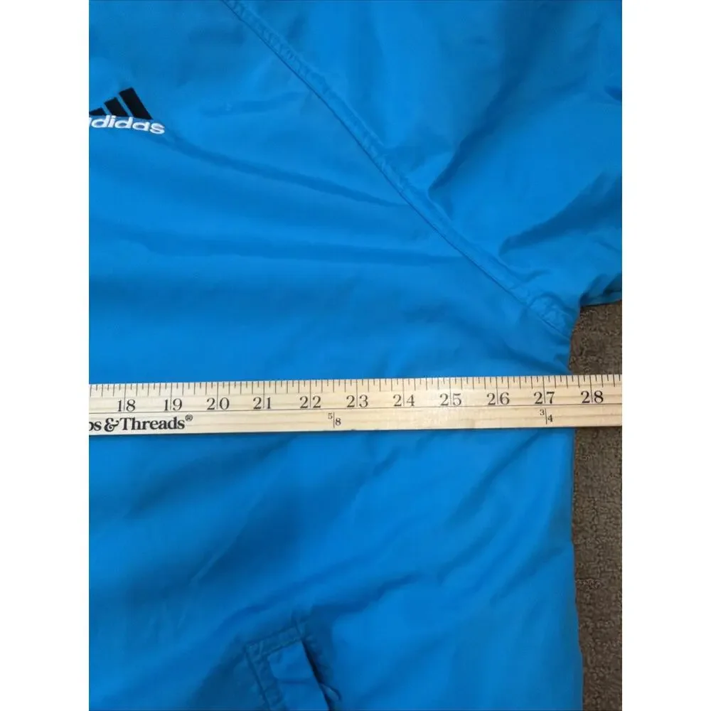 Vtg Adidas Reversible Aqua/Gray Hooded Jacket‎ Sz Large Retro Windbreaker Y2K